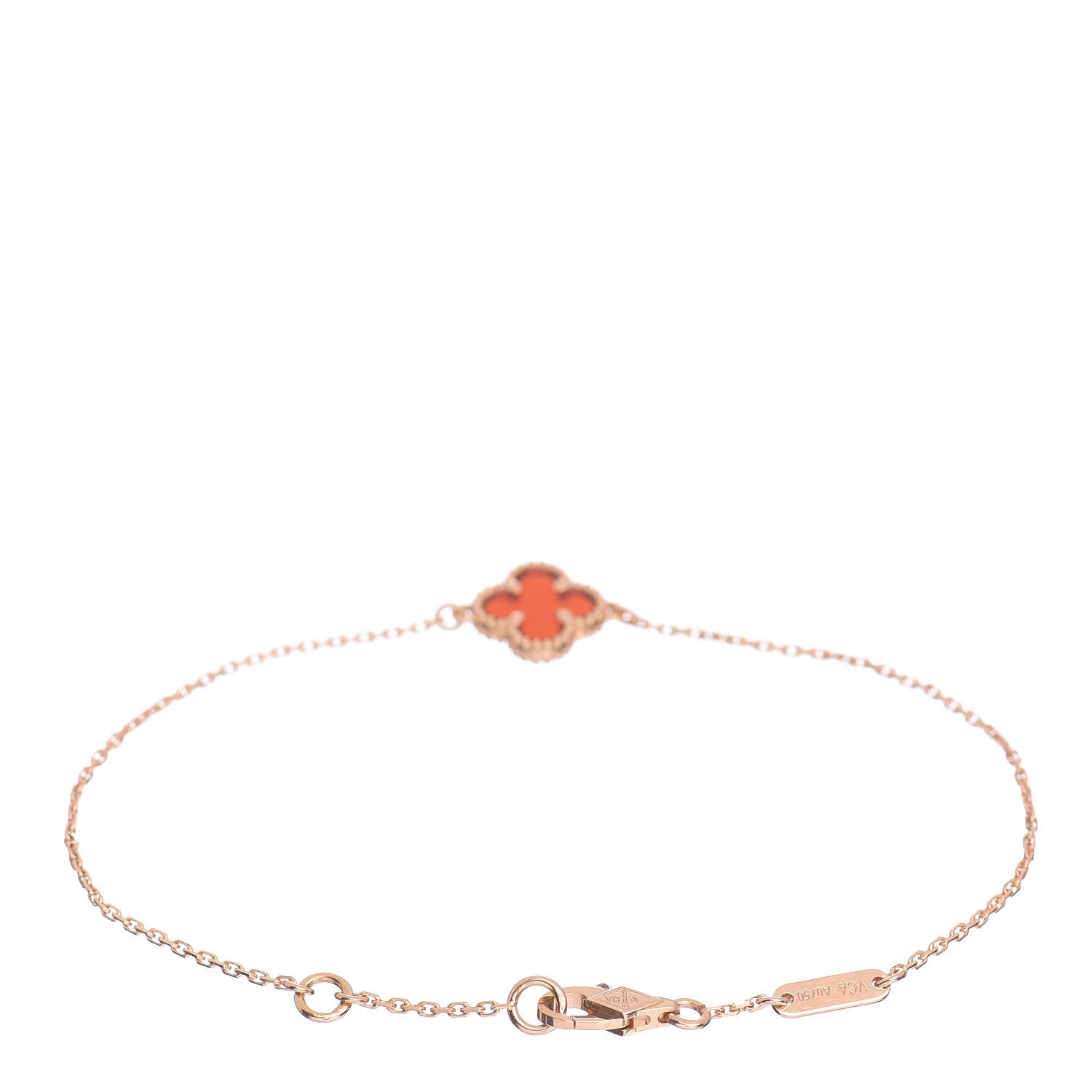Van Cleef & Arpels 18K Rose Gold Carnelian Sweet Alhambra Bracelet 3 of 5