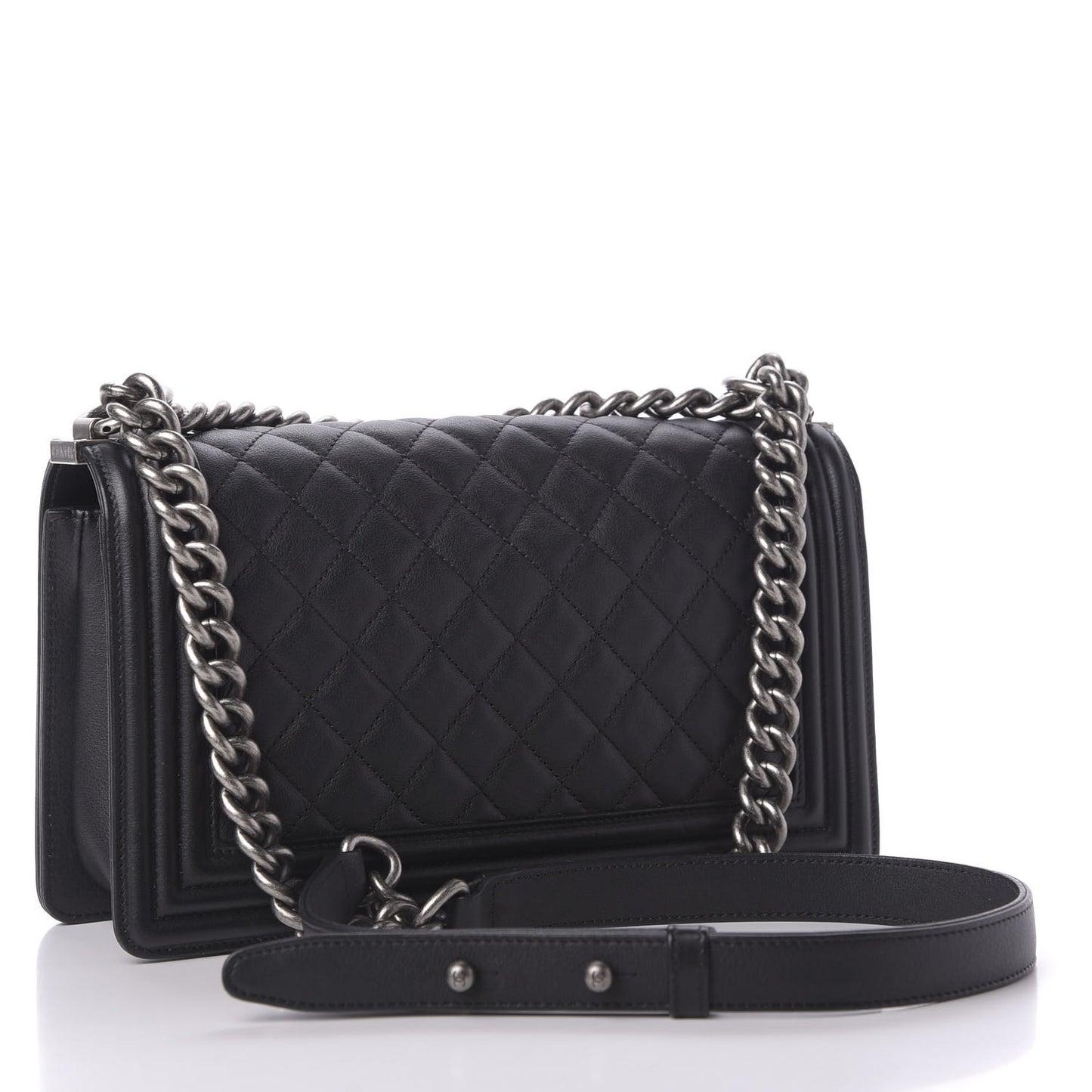 Calfskin Quilted Medium Boy Flap Black