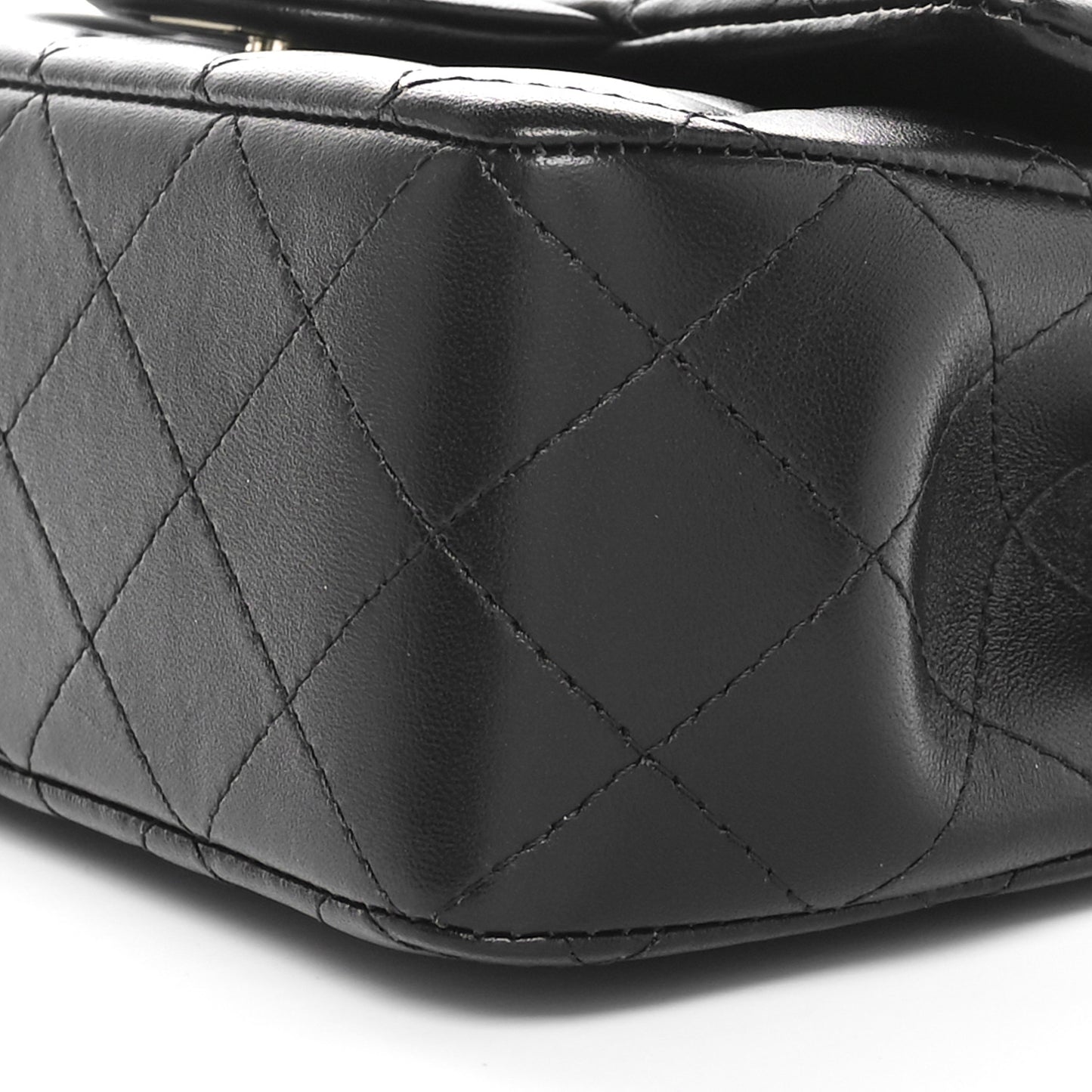 Lambskin Quilted Mini Top Handle Rectangular Flap Black