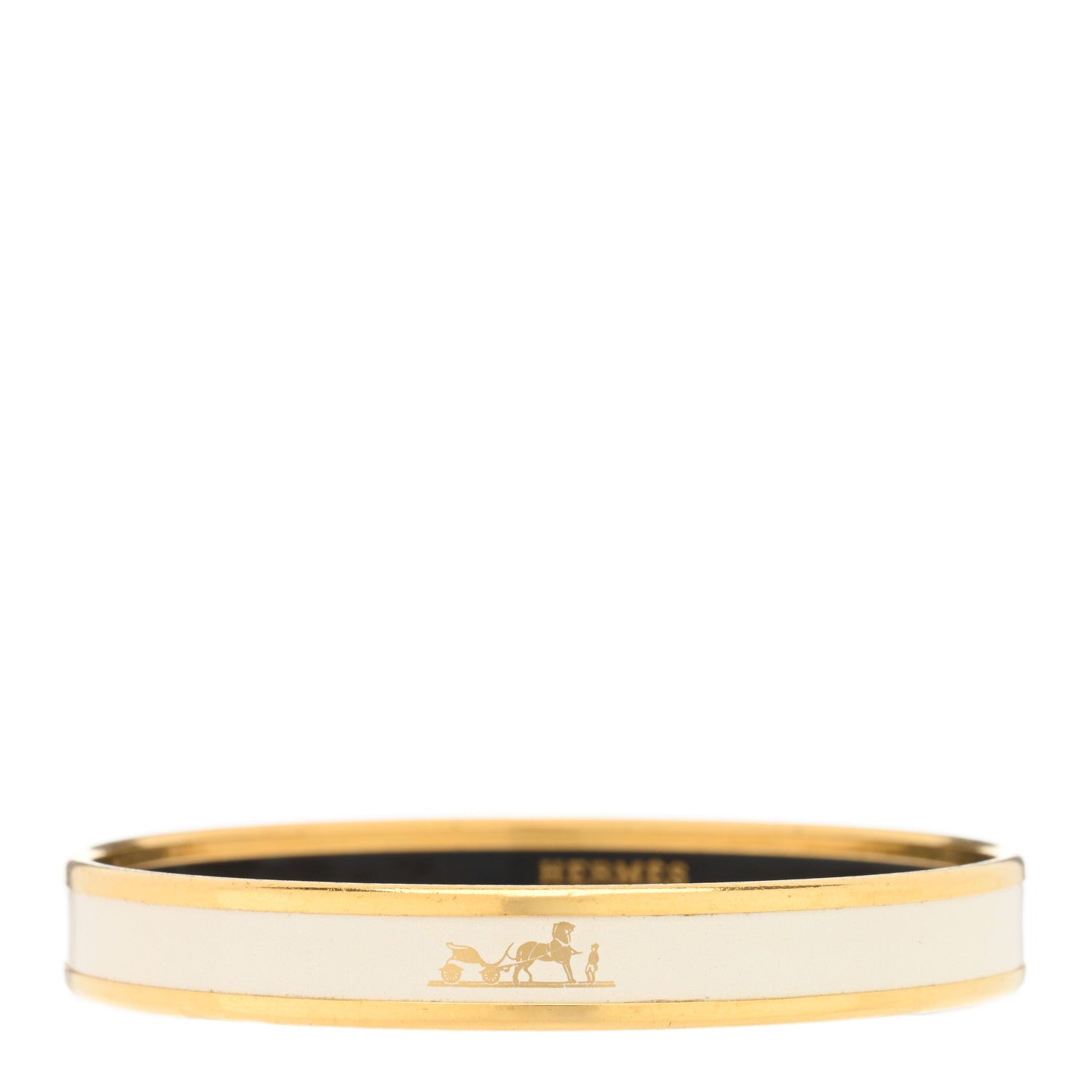 Hermes Enamel Printed Narrow Caleche Bracelet White 1 of 3