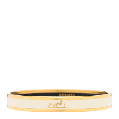 Hermes Enamel Printed Narrow Caleche Bracelet White 1 of 3