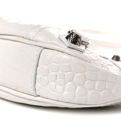 Balenciaga Extra Supple Calfskin Crocodile Embossed Le Cagole Mini Purse With Chain White 6 of 9