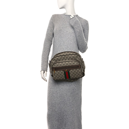 Gucci Soft GG Supreme Monogram Textured Dollar Calfskin Web Ophidia Pouch Pocket Belt Bag Beige Ebony New Acero Black 2 of 10