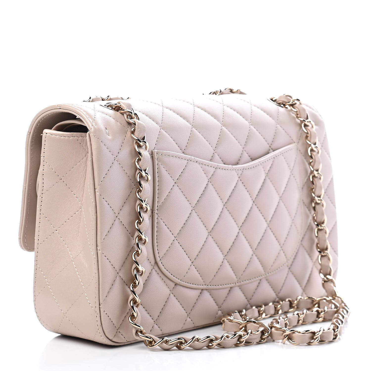 Chanel Iridescent Lambskin Quilted Medium Double Flap Beige 2 of 8