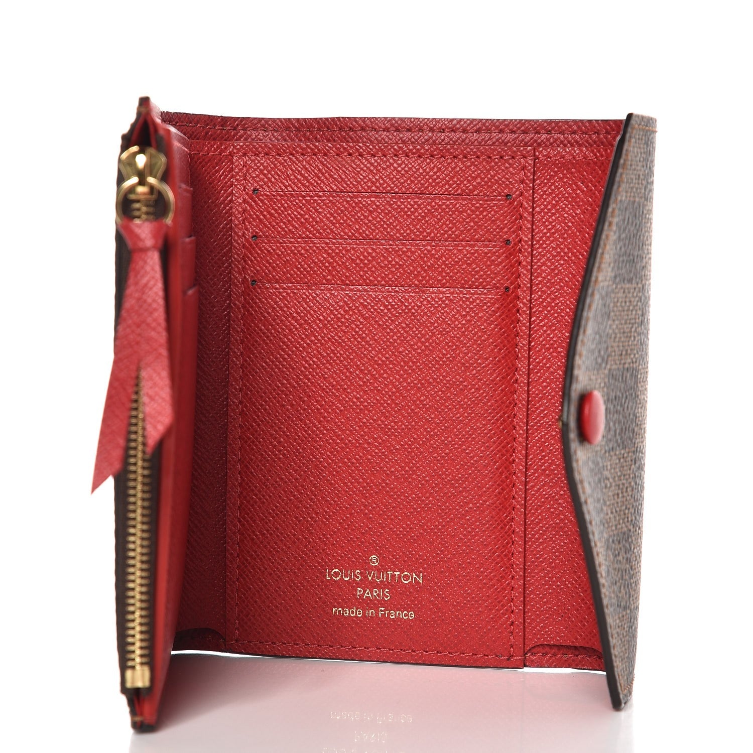 Louis Vuitton Damier Ebene Victorine Wallet Red 5 of 7