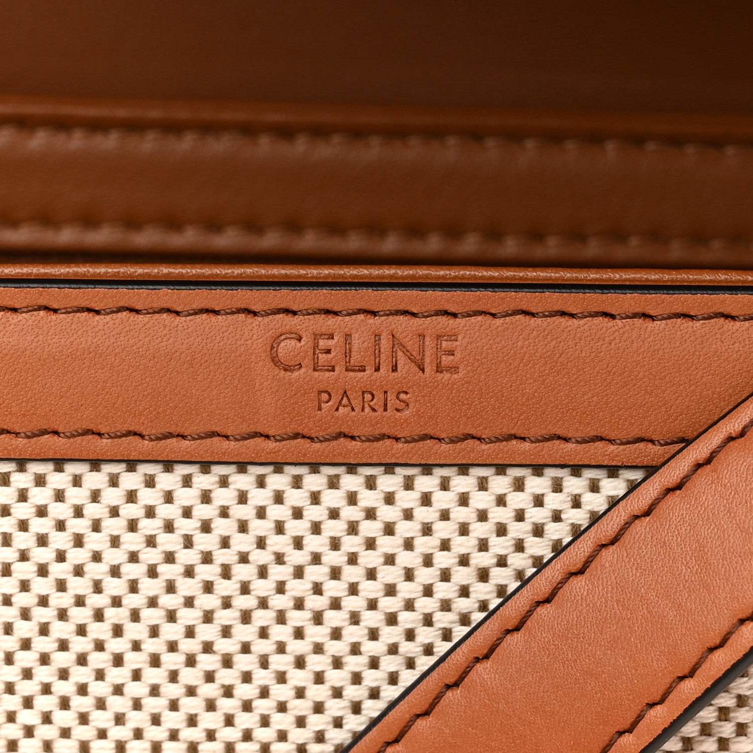 Celine Textile Natural Calfskin Teen Triomphe White Tan 6 of 8