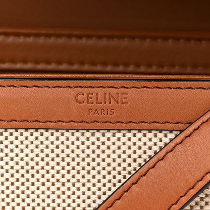 Celine Textile Natural Calfskin Teen Triomphe White Tan 6 of 8