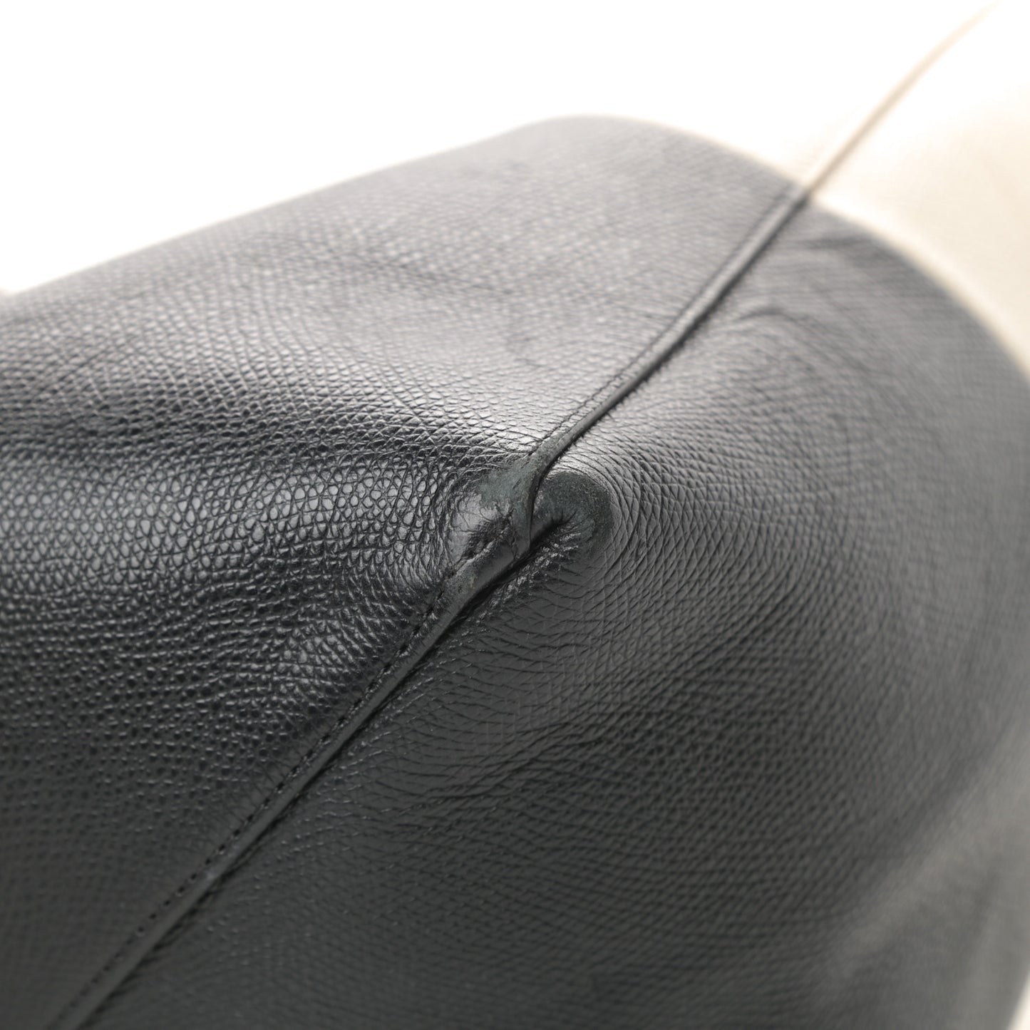 Grained Calfskin Horizontal Bi-Cabas Cream Black