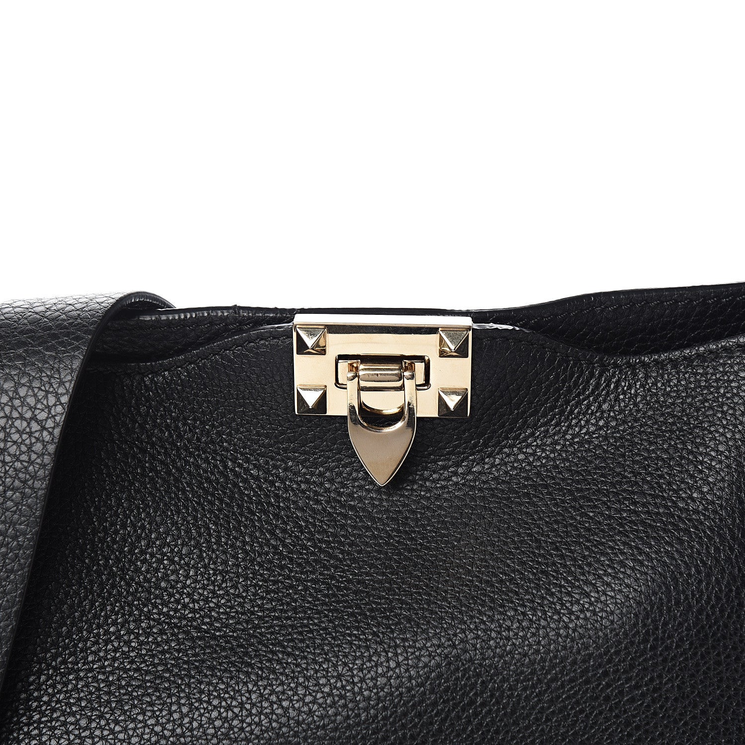 Valentino Garavani Pebbled Calfskin Small Rockstud Flip-Lock Messenger Bag Black 9 of 10