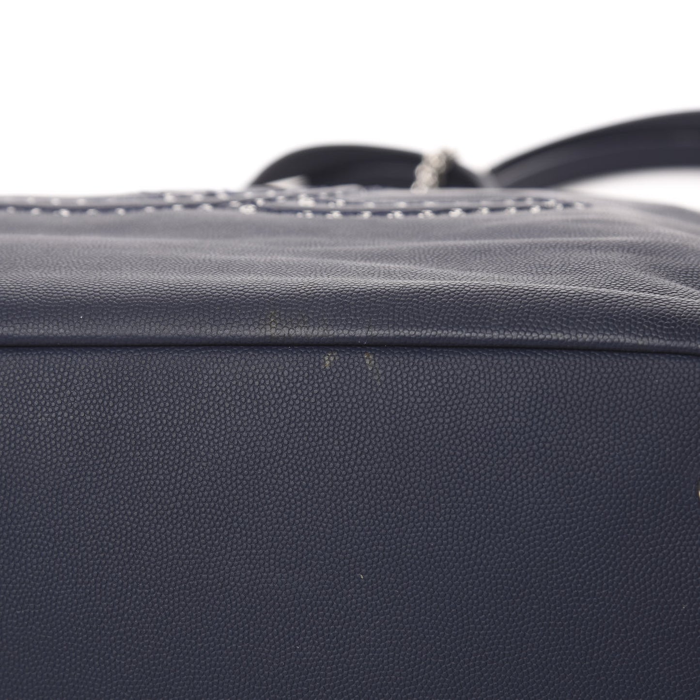 Grained Calfskin Large Coco Eyelets Shopping Tote Navy