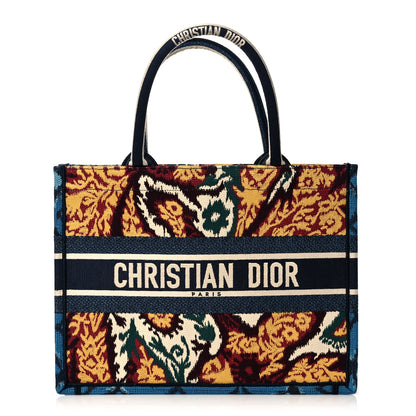 Christian Dior Canvas Embroidered Paisley Medium Book Tote Blue Multicolor 1 of 9