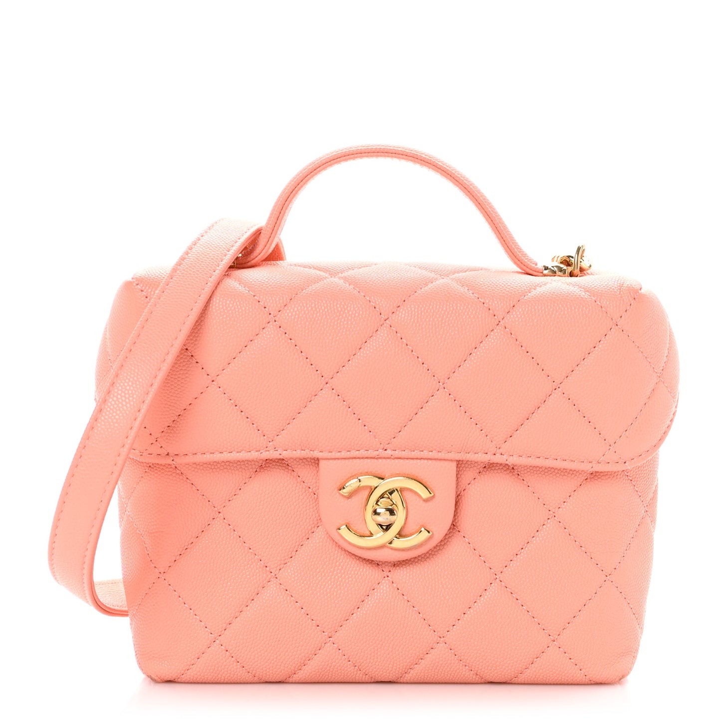 Caviar Quilted Handy Box Vanity Case Orange