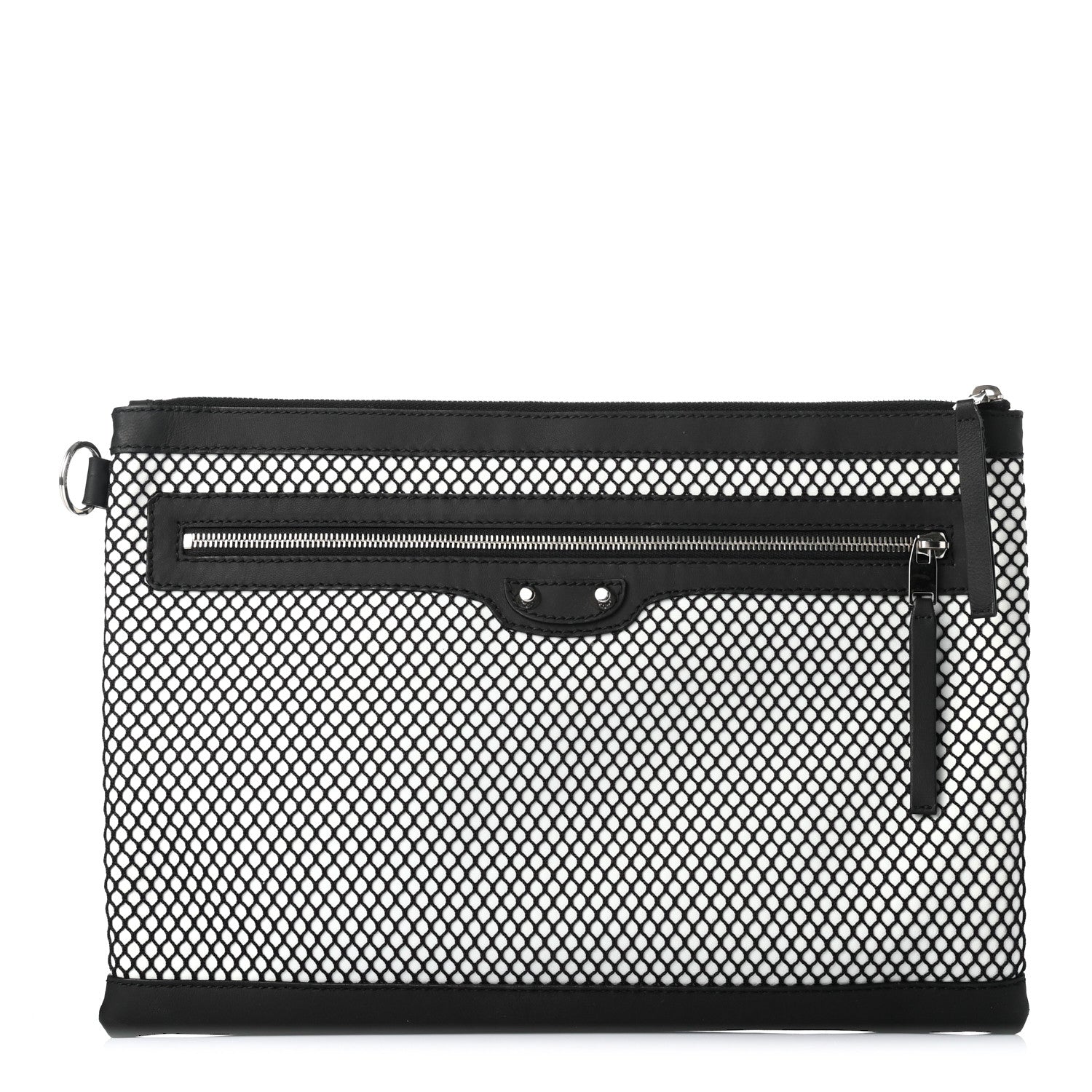 Balenciaga Nylon Mesh Lambskin Classic Silver Hardware Large Clip White Black 1 of 7