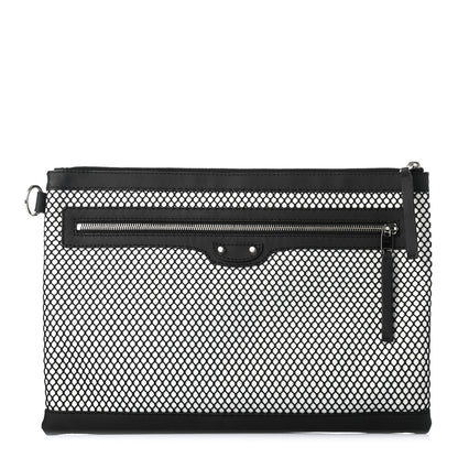 Balenciaga Nylon Mesh Lambskin Classic Silver Hardware Large Clip White Black 1 of 7
