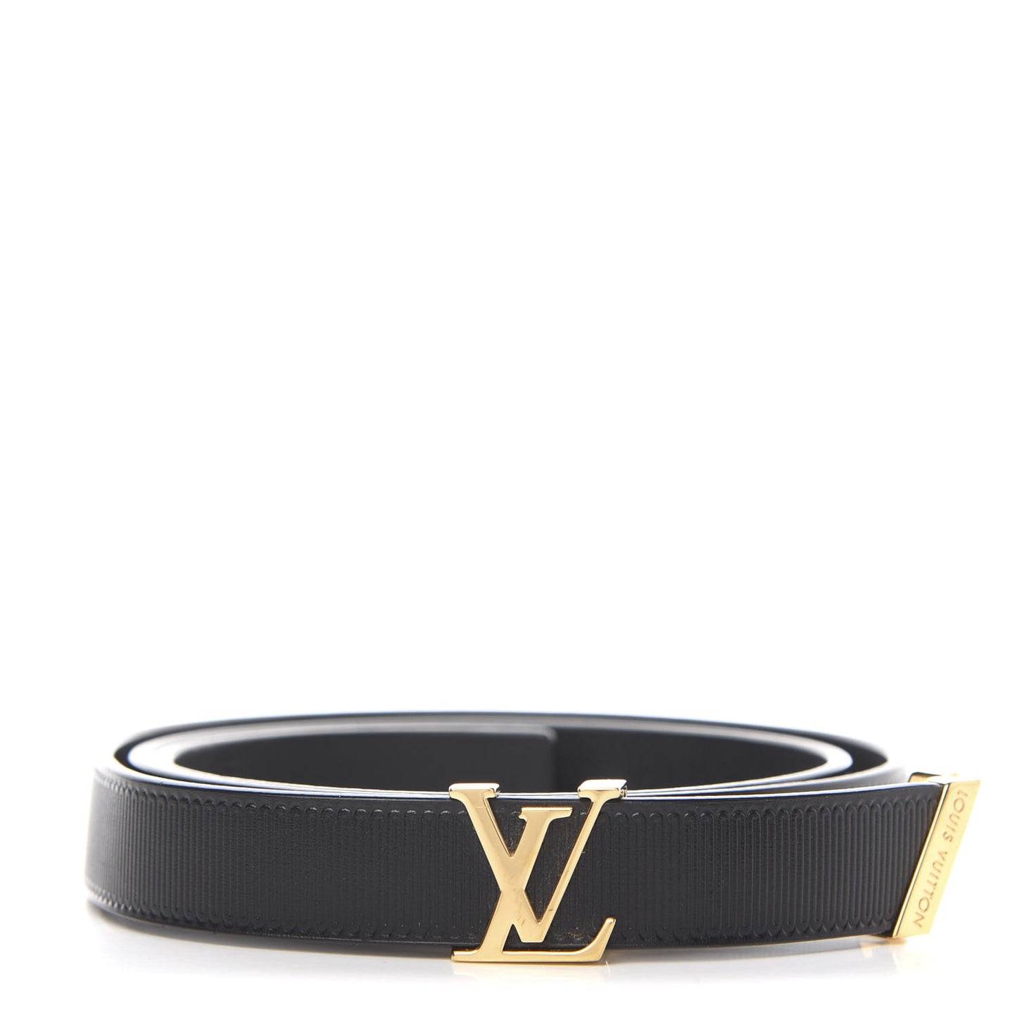 Calfskin Embossed LV Initiales Belt 85 34 Black