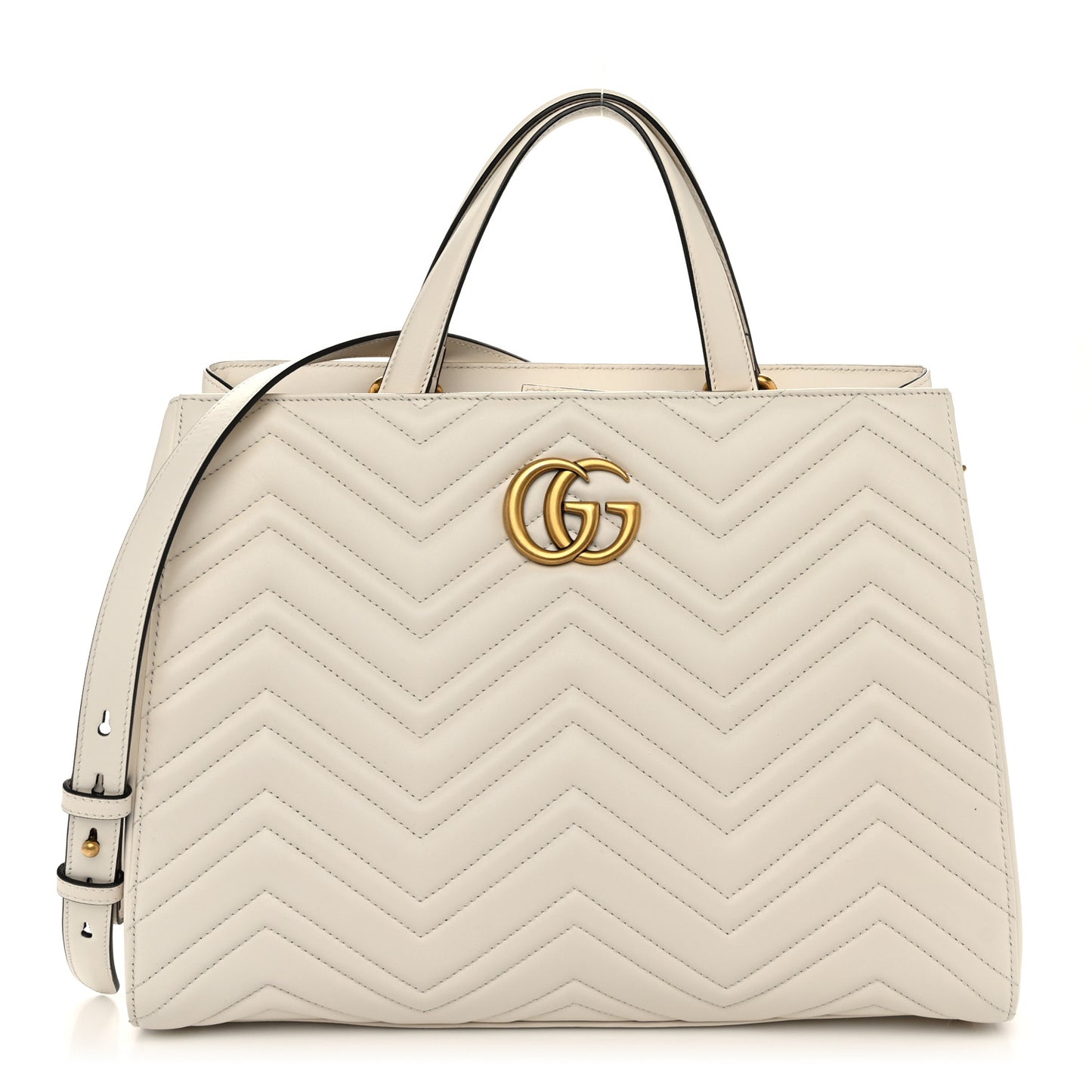 Calfskin Matelasse Medium GG Marmont Tote White