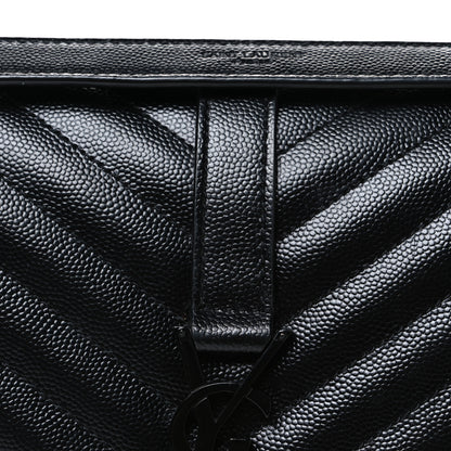 Saint Laurent Grain De Poudre Textured Mixed Matelasse Large Triquilt Monogram Monochrome Satchel Black 8 of 11
