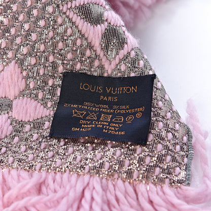 Louis Vuitton Wool Silk Logomania Shine Scarf Pink 5 of 5