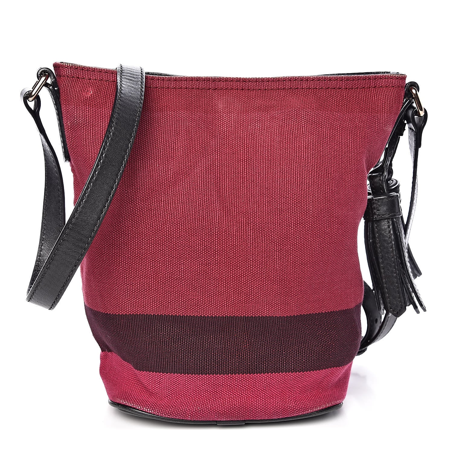Burberry Overdyed Canvas Mega Check Mini Ashby Tassel Crossbody Deep Plum 1 of 9