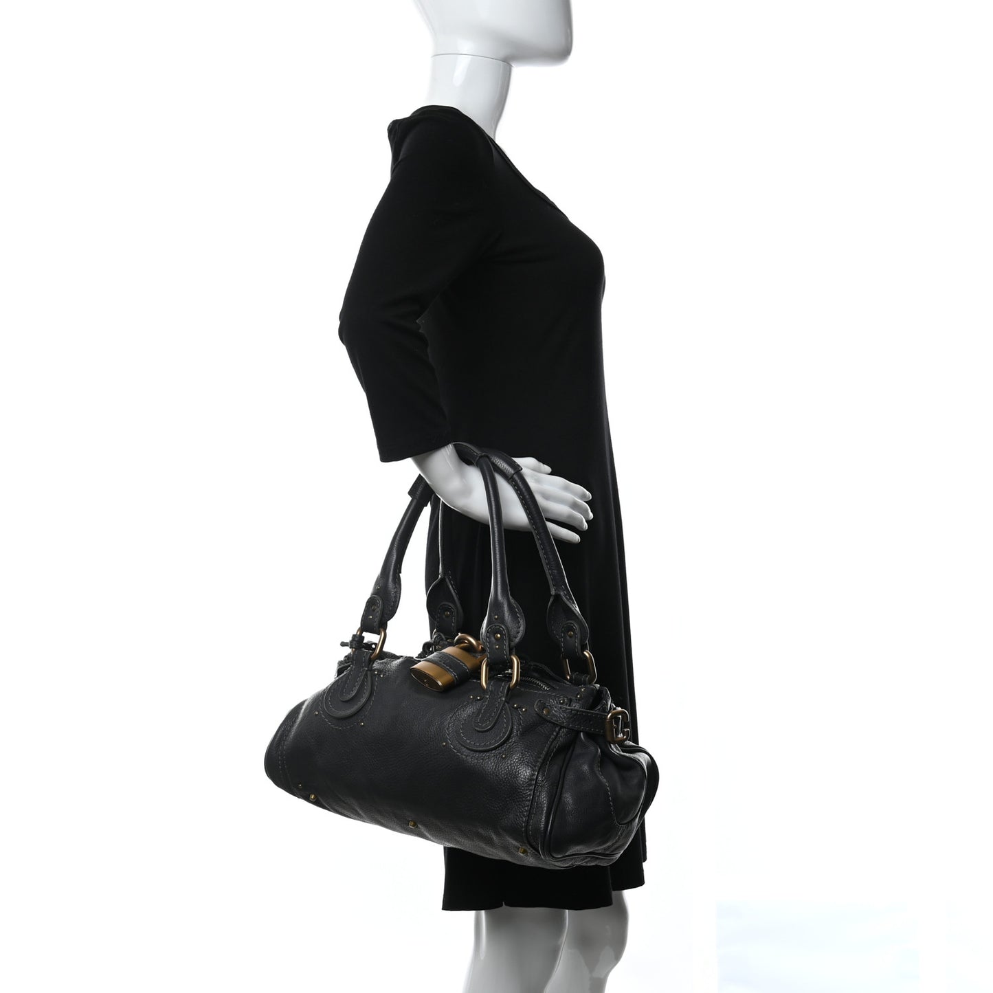 Calfskin Medium Paddington Satchel Black