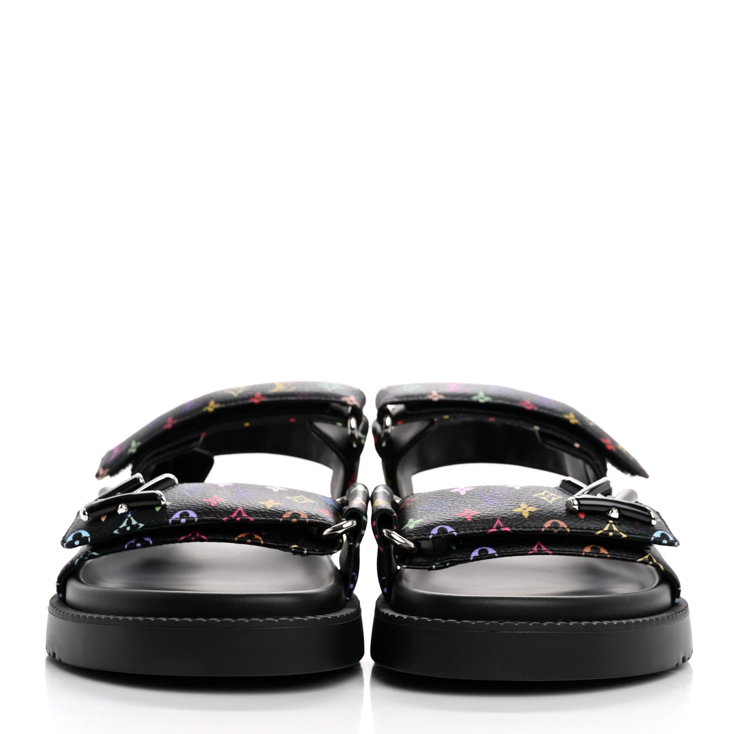 LV X TM Monogram Multicolor Sunset Flat Sandals 40 Black