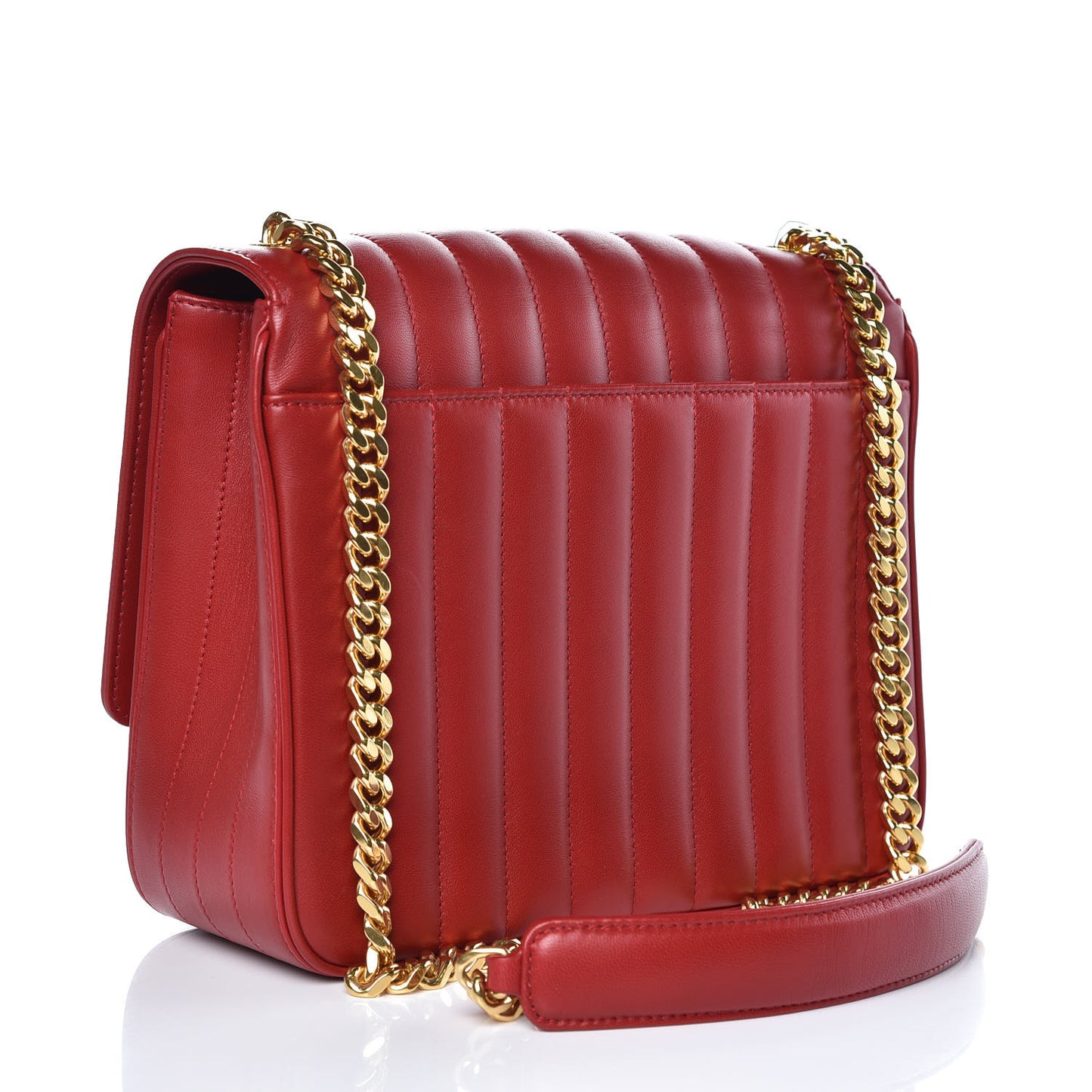 Grain De Poudre Matelasse Monogram Medium Vicky Chain Bag Red