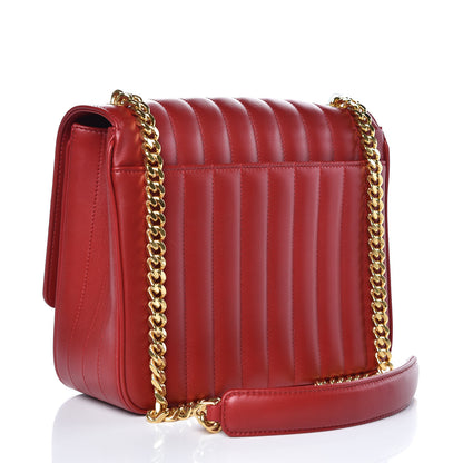 Saint Laurent Grain De Poudre Matelasse Monogram Medium Vicky Chain Bag Red 3 of 9