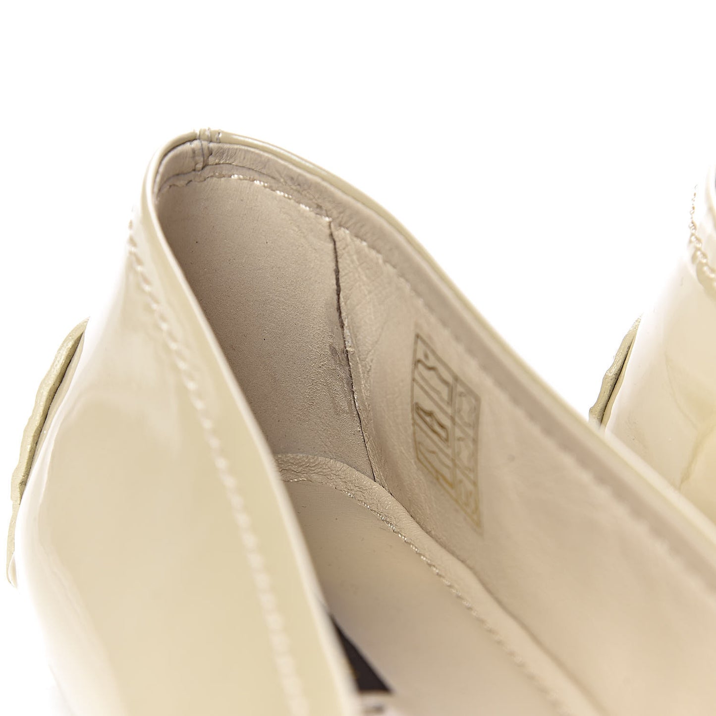 Patent Calfskin Oxford Ballerina Flats 41 Creme