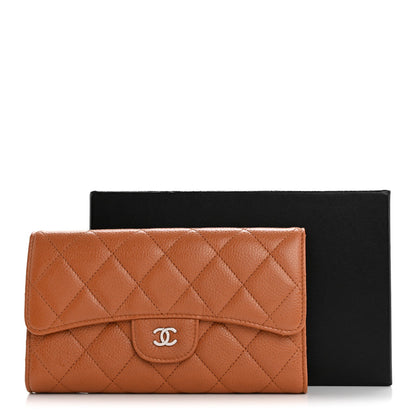 Chanel Caviar Quilted Large Flap Wallet Light Brown 9 of 9