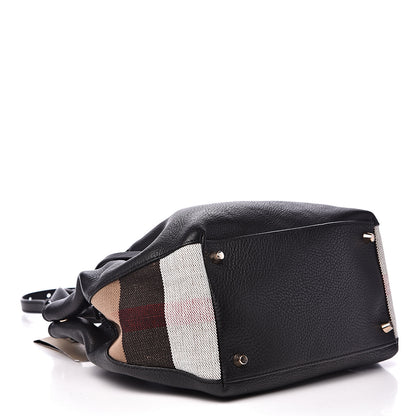 Burberry Grainy Calfskin House Check Small Maidstone Black 3 of 11