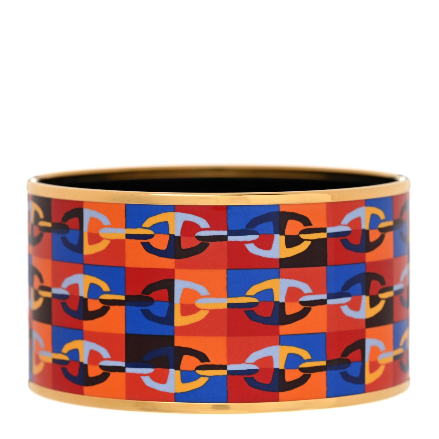 Hermes Enamel Printed Optique Chaine D'Ancre Extra Wide Bracelet 65 3 of 6