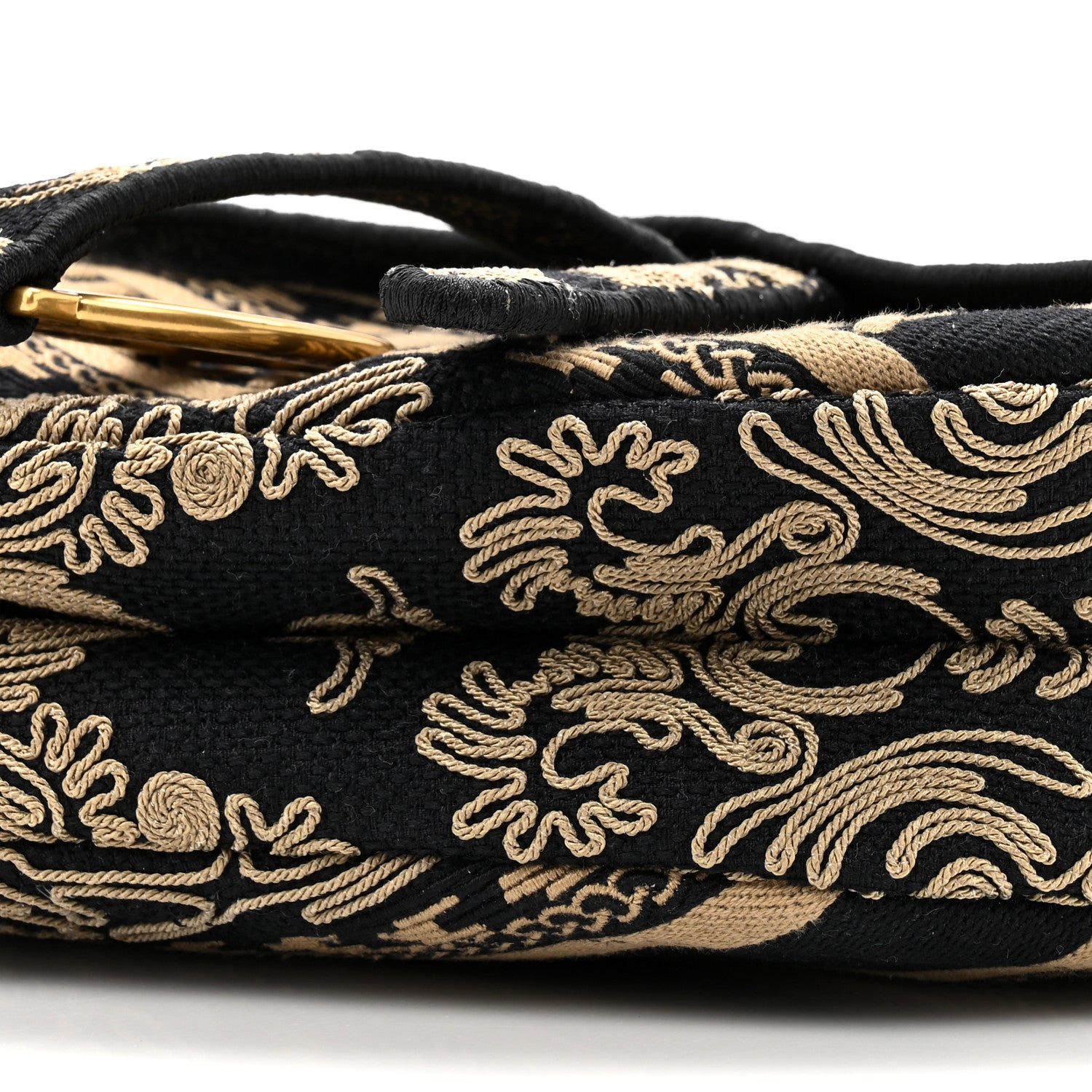 Christian Dior Canvas Embroidered Ornamental Cornely Saddle Bag Black Beige 9 of 10