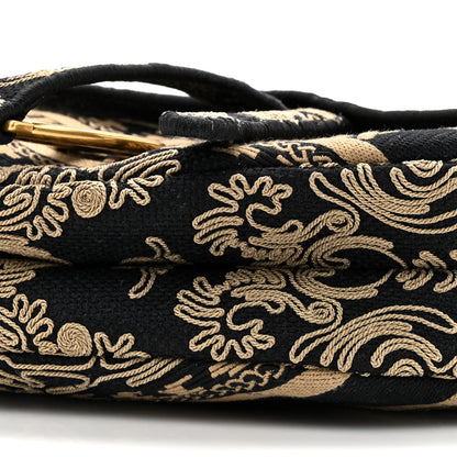 Christian Dior Canvas Embroidered Ornamental Cornely Saddle Bag Black Beige 9 of 10