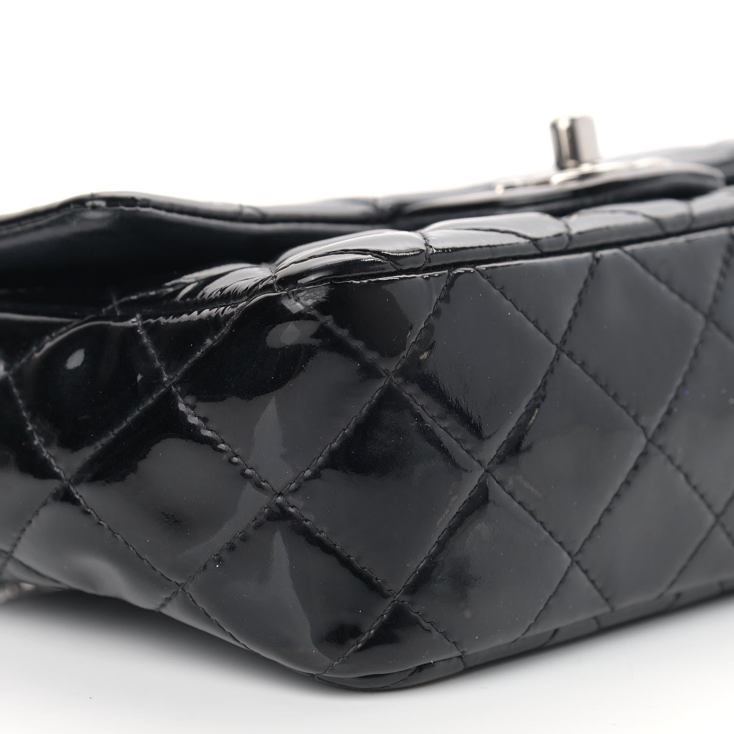 Chanel Patent Calfskin Quilted Mini Rectangular Flap Black 11 of 12