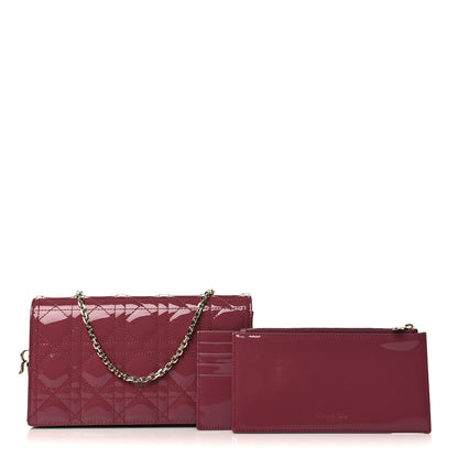 Christian Dior Patent Cannage Lady Dior Clutch Red 1 of 7