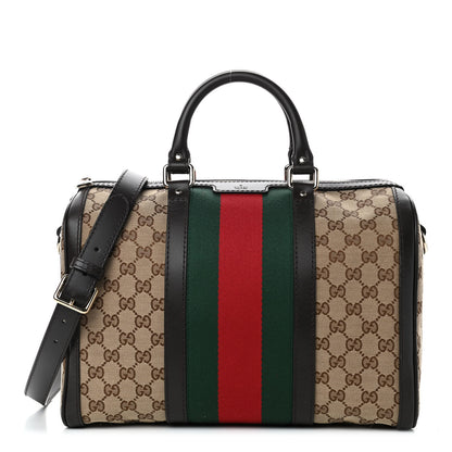Gucci Monogram Vintage Web Medium Boston Dark Brown 1 of 4