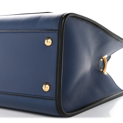 Fendi Vitello Century Opaco F is Fendi Bi-Color Small Runaway Satchel Blue Black 9 of 10