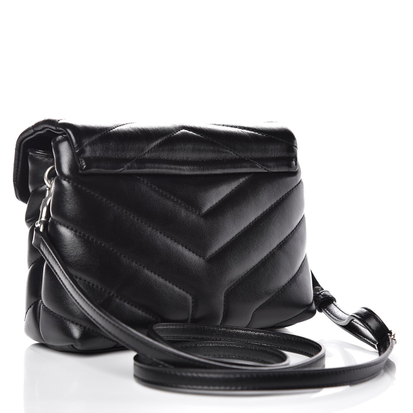 Calfskin Y Quilted Monogram Toy Loulou Crossbody Bag Black