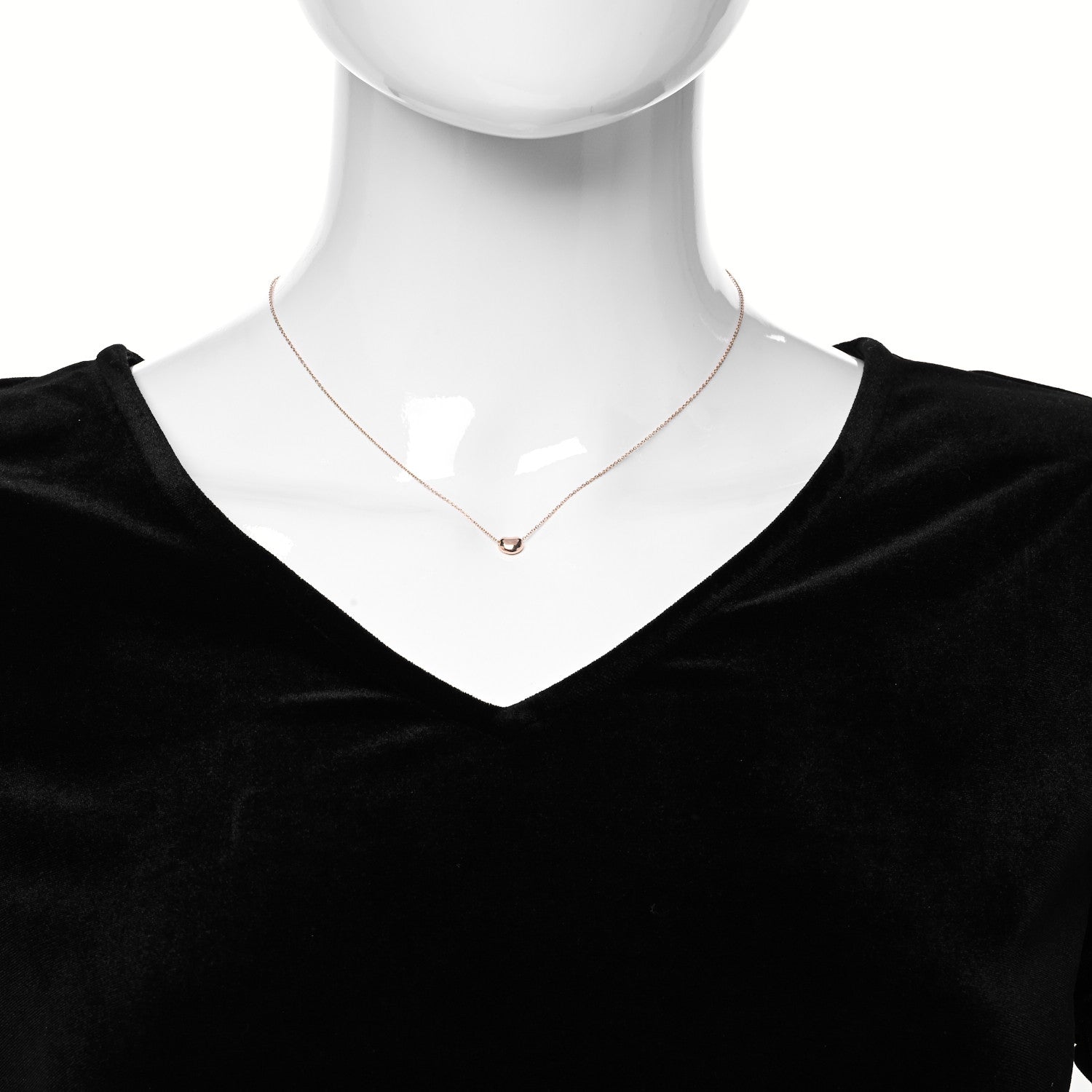 Tiffany 18K Rose Gold 6.5mm Elsa Peretti Bean Pendant Necklace 2 of 5