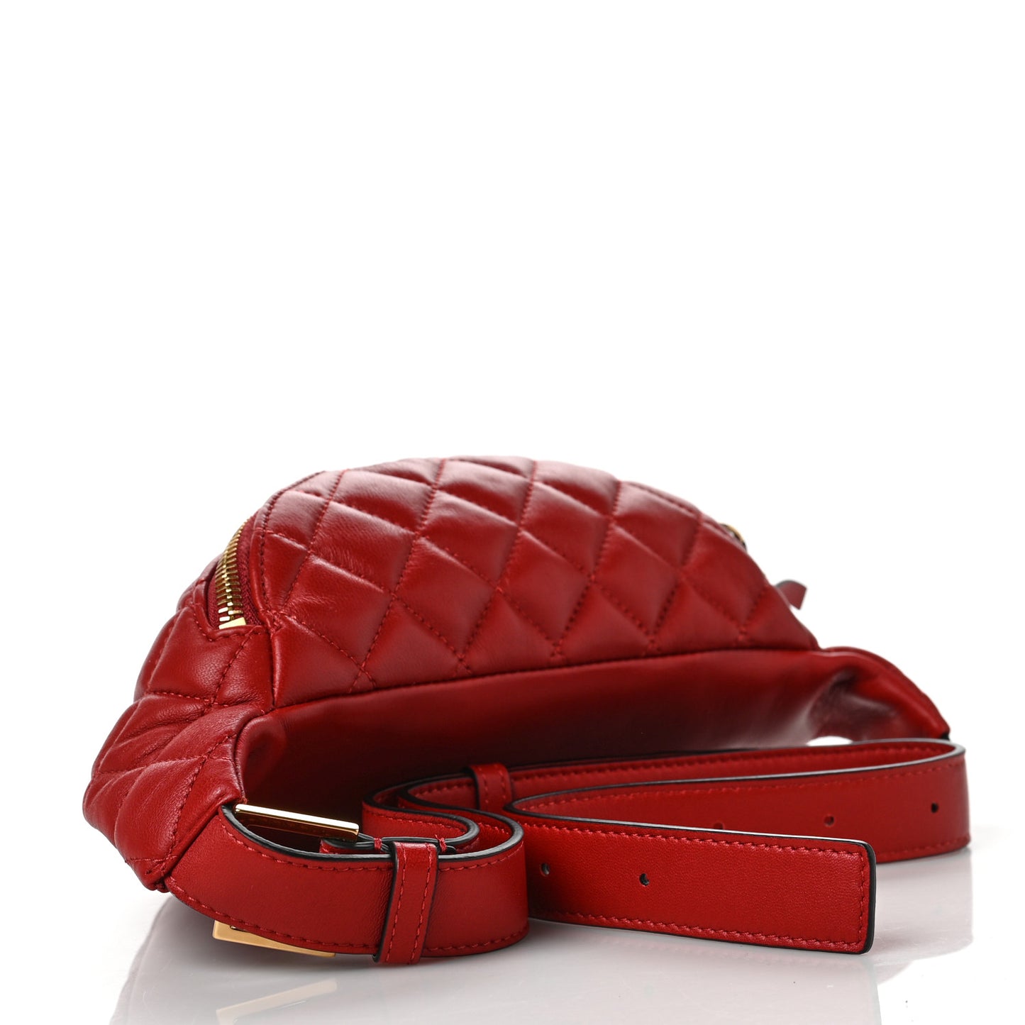 Nappa Quilted Medusa Belt Bag Cherry Red
