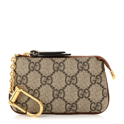 Gucci GG Supreme Monogram Key Case Beige Ebony Cuir 1 of 7