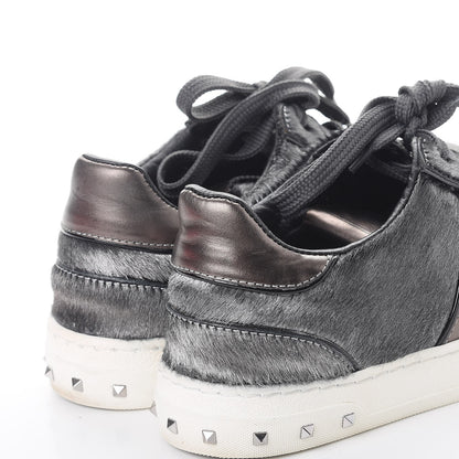 Valentino Garavani Metallic Calf Hair Rockstud Sneakers 36 Silver 11 of 12
