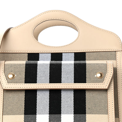 Burberry Smooth Calfskin Canvas Check Mini Pocket Bag Dusty Sand Soft Fawn 10 of 10