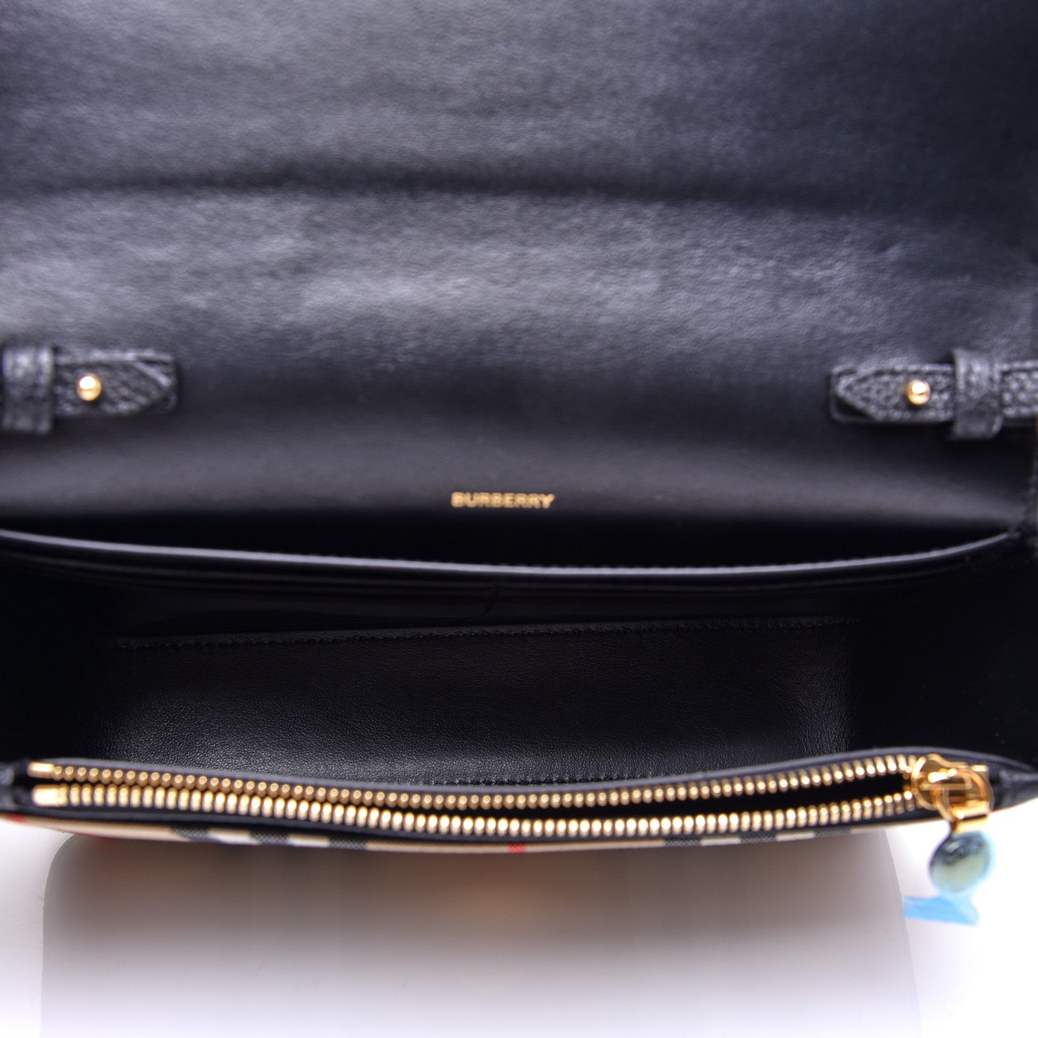 Burberry Grainy Calfskin Vintage Check Hampshire Crossbody Black 5 of 10