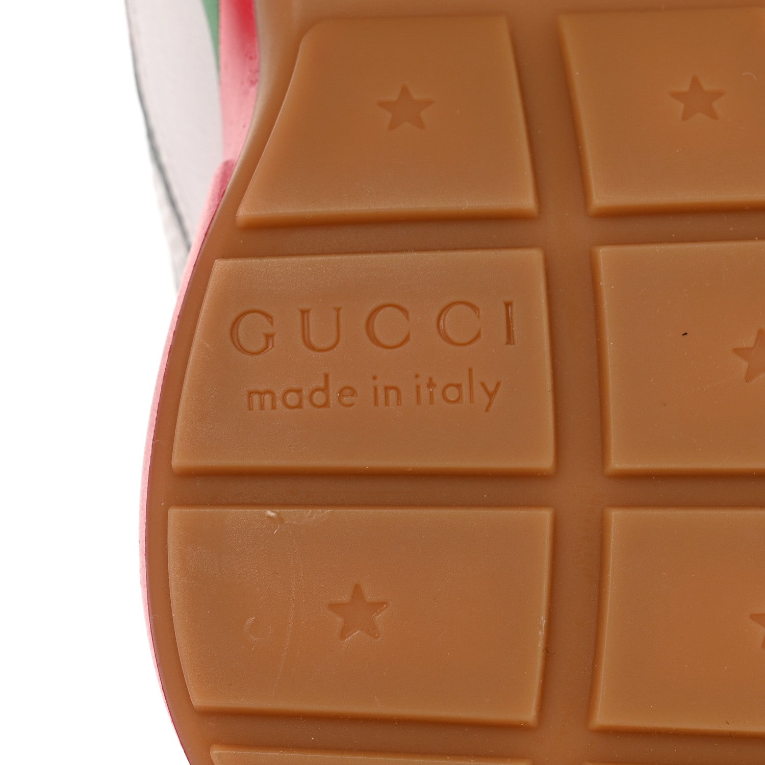 Gucci Lavaredo Eco Fabric Mesh Web Womens Rhyton Reflective Sneakers 35 Great White Green Red Silver 7 of 9