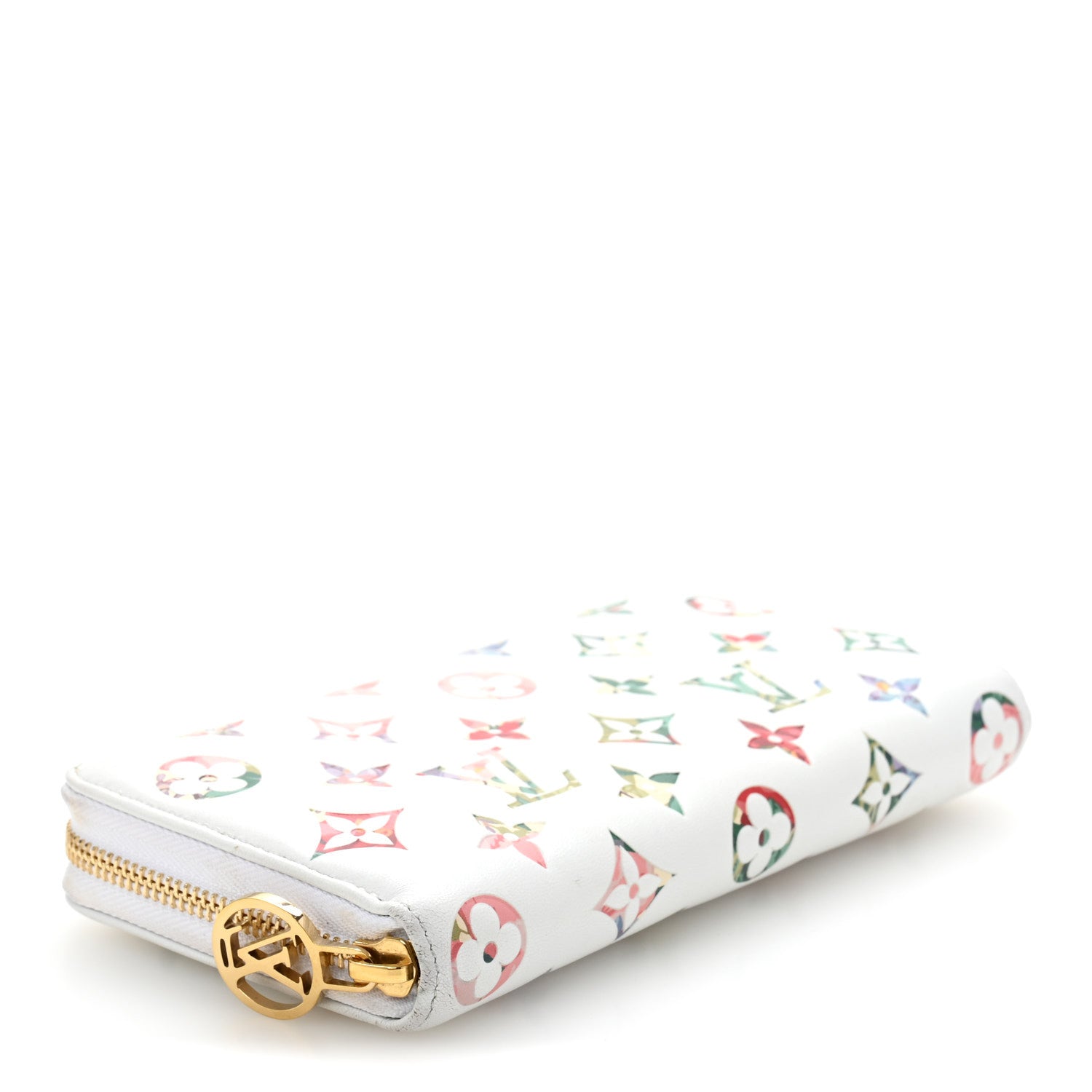 Louis Vuitton Lambskin Embossed Monogram LV Garden Coussin Zippy Wallet Cream 3 of 9