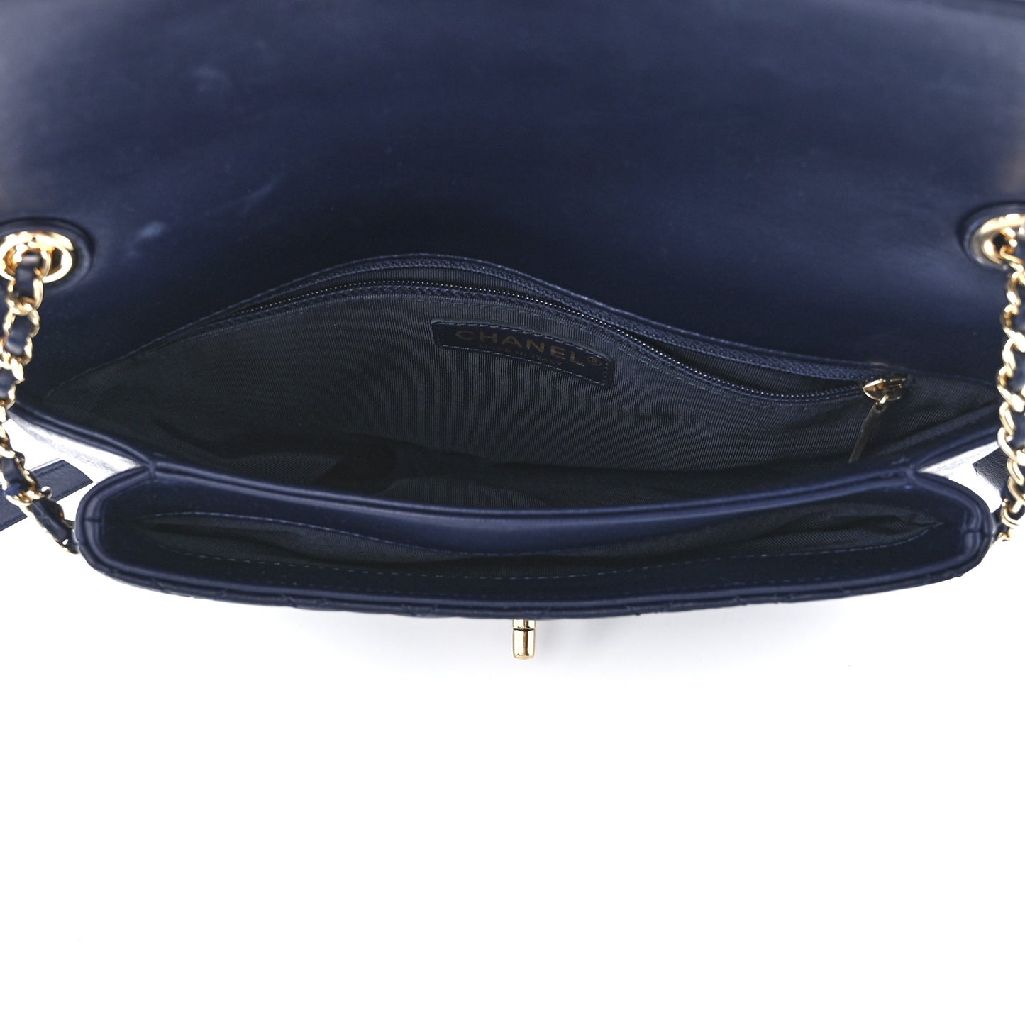 Lambskin Quilted Large CC Unchained Crossbody Navy
