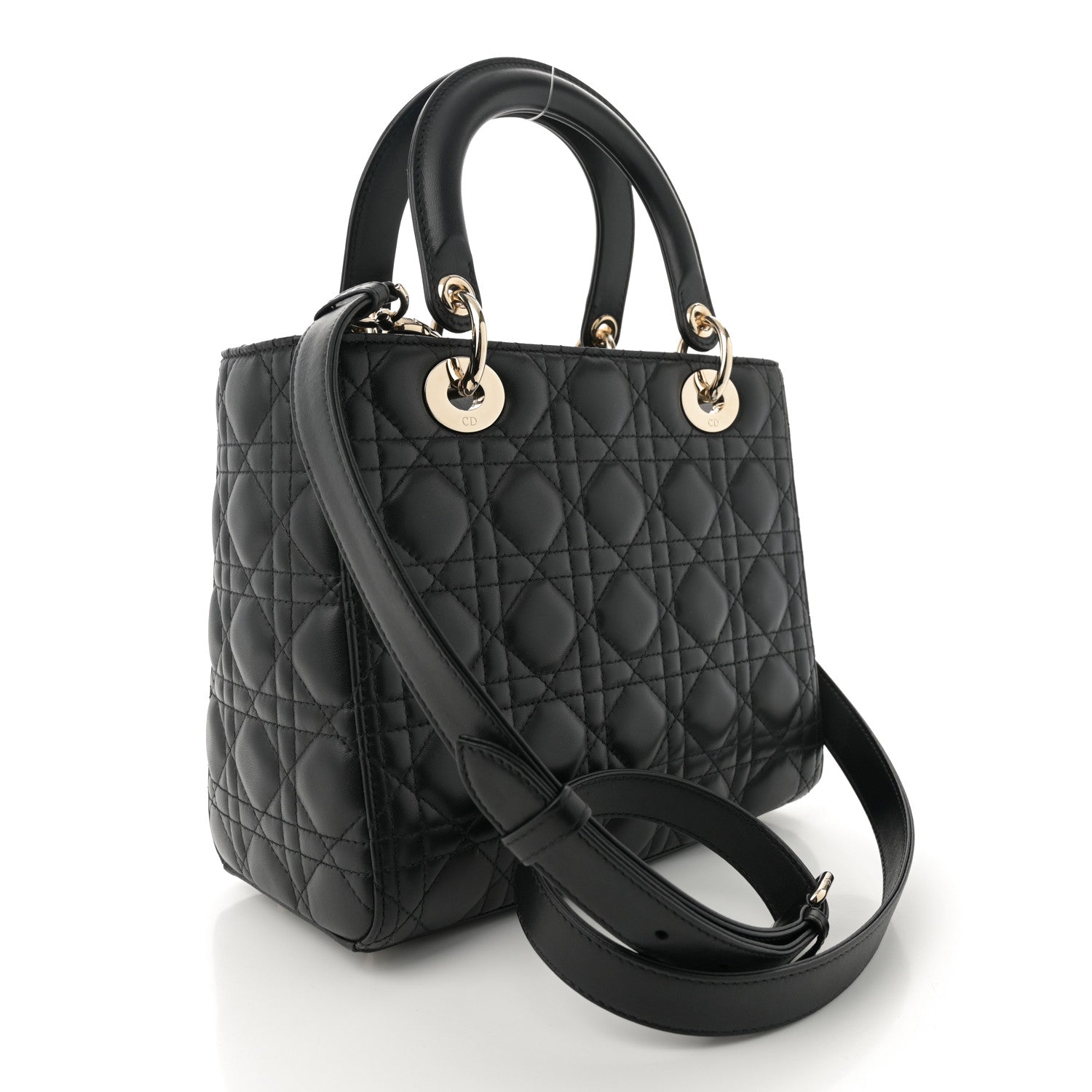 Christian Dior Lambskin Cannage Medium Lady Dior Black 3 of 12