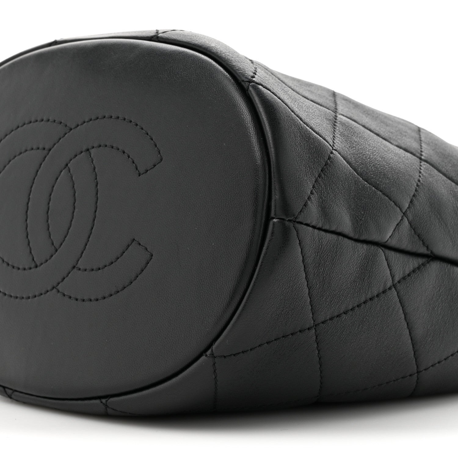 Chanel Lambskin Quilted Resin Bi-Color Chain Bucket Bag Black 9 of 10