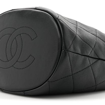 Chanel Lambskin Quilted Resin Bi-Color Chain Bucket Bag Black 9 of 10